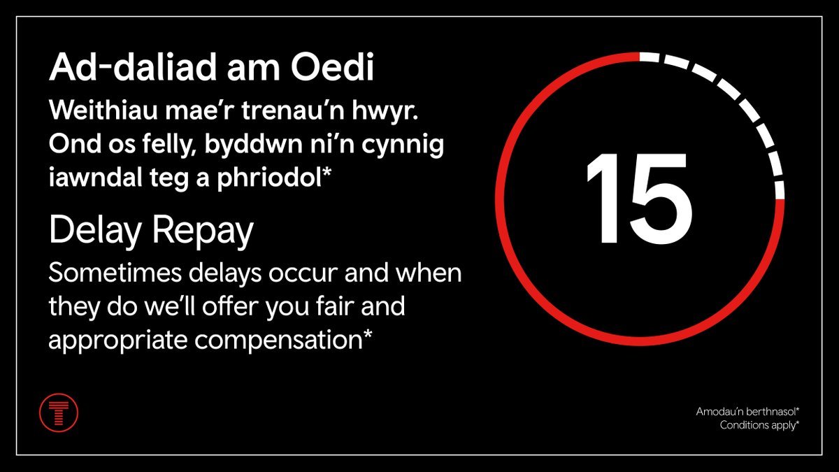 🚆 If your journey has been delayed, remember you can claim compensation for delays of 15 minutes or more through Delay Repay!

ℹ Visit our website for more information:
tfw.wales/help-and-conta…