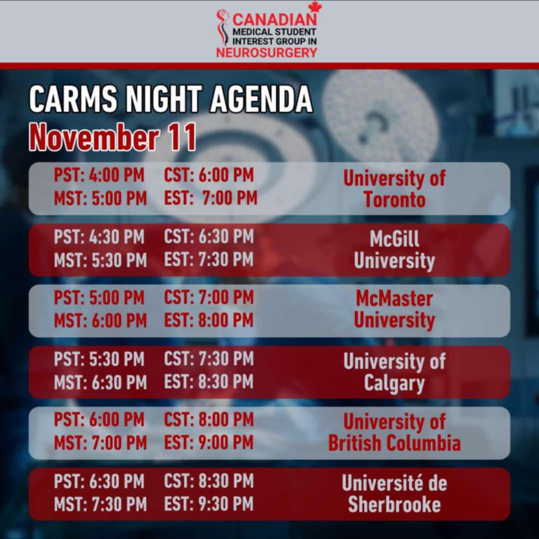 It is our pleasure to be part of <a href="/ca_msign/">CaMSIGN</a> annual info session for this year’s #CaRMS applicants presenting <a href="/uOttawa/">Université d'Ottawa | University of Ottawa</a> #neurosurgery program. See you on November 10 at 4PM EST!
