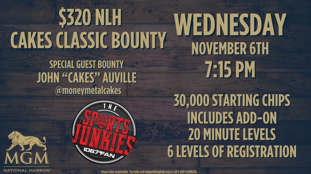 MGMNH_Poker's tweet image. Wednesday, November 6
@MGMNH_Poker
@moneymetalcakes 
🍁🍁🍁🍁
#MonumentalFall 
#CakesClassic 
♠️❤️♣️♦️