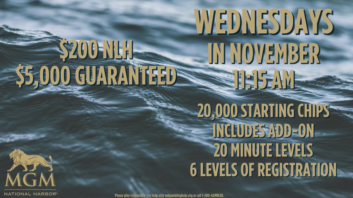 MGMNH_Poker's tweet image. Wednesday, November 6
@MGMNH_Poker
@moneymetalcakes 
🍁🍁🍁🍁
#MonumentalFall 
#CakesClassic 
♠️❤️♣️♦️