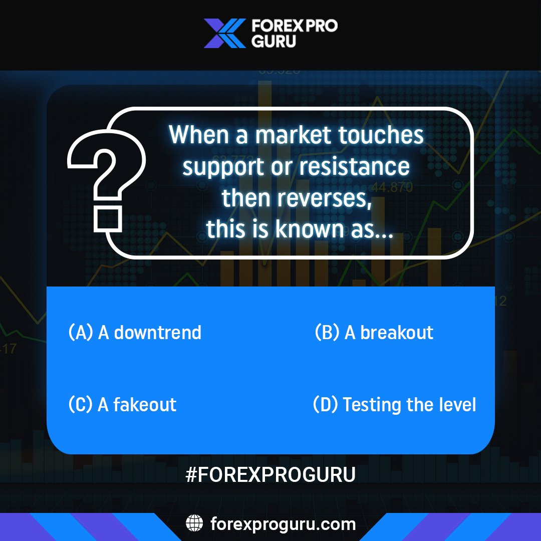 Forex_Pro_Guru's tweet image. Test Your Forex Knowledge!

When the market touches a support or resistance level and then reverses, what is this pattern called? 🤔📊 

Drop your answer below and let’s see who’s got it right! 💬

#ForexQuiz #ForexKnowledge #ForexProGuru