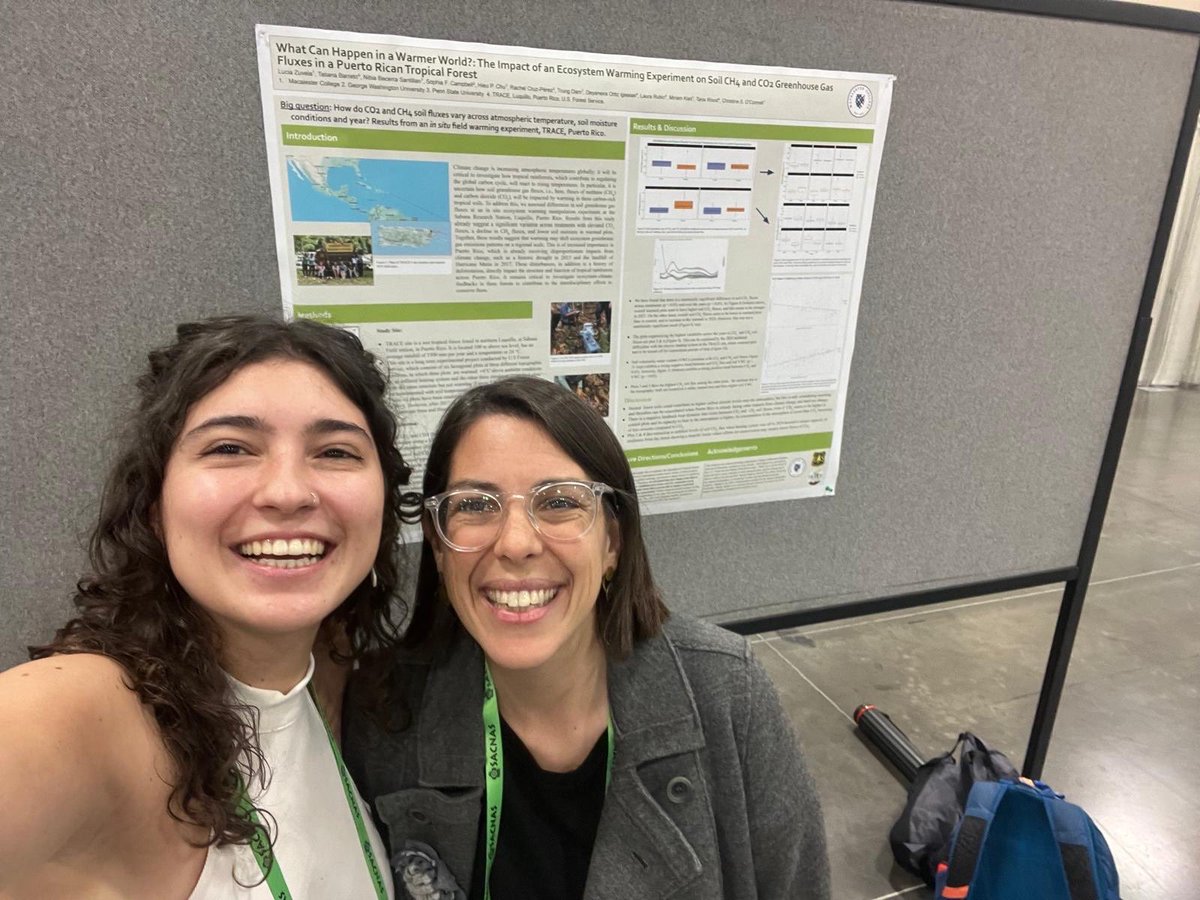 TRACE Summer team reunion🤗 

<a href="/Macalester/">Macalester College</a> interns Lucia Zuvela and Nibia Becerra Santillan reunited with their mentor Dr. Christine O’Connell at the <a href="/SACNAS/">SACNAS</a> annual conference. Lucia won a student award for her #research on #methaneflux patterns across TRACE🎉
#ForestWarming