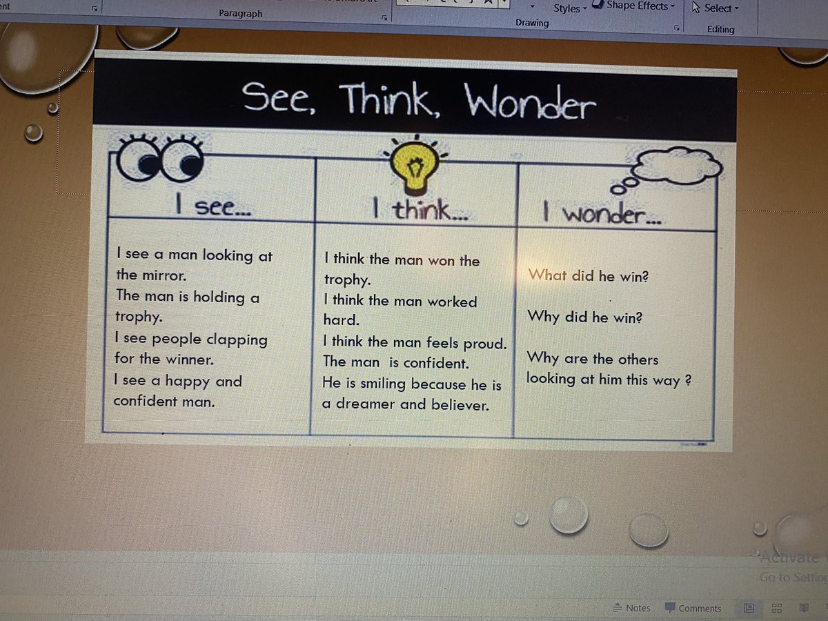 Darin Yassin (@darineyassine) on Twitter photo Provoking our new unit, grade 1 learners used their observation 👀 & thinking 🤔 skills to analyze the pictures & share their thoughts&wonderings 💭 using #SeeThinkWonder Strategy #WhoWeAre #communicationSkills #onlineLearning <a href="/TawilNoor/">Noor Taweel</a> <a href="/dina_jradi/">Dina Jradi</a> <a href="/Hhhsinfo/">Houssam Hariri HS</a> <a href="/sashgh/">Sasha Ghosn</a> <a href="/HalaAlKotob/">Hala Al Kotob</a> Provoking our new unit, grade 1 learners used their observation 👀 & thinking 🤔 skills to analyze the pictures & share their thoughts&wonderings 💭 using #SeeThinkWonder Strategy #WhoWeAre #communicationSkills #onlineLearning <a href="/TawilNoor/">Noor Taweel</a> <a href="/dina_jradi/">Dina Jradi</a> <a href="/Hhhsinfo/">Houssam Hariri HS</a> <a href="/sashgh/">Sasha Ghosn</a> <a href="/HalaAlKotob/">Hala Al Kotob</a>