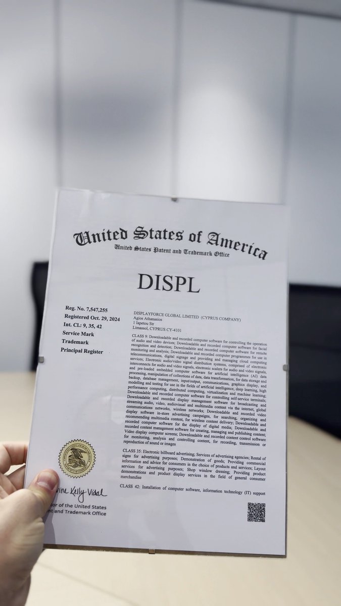 DISPL® is Now Trademarked in the U.S.! 🚀
Our trademark is now officially recognized in the U.S.! Now, through the Madrid Protocol, we’ve secured key regions like the UK, Japan, and Singapore, cementing DISPL’s position across major markets.
#DISPL #DigitalSignage #RetailMedia