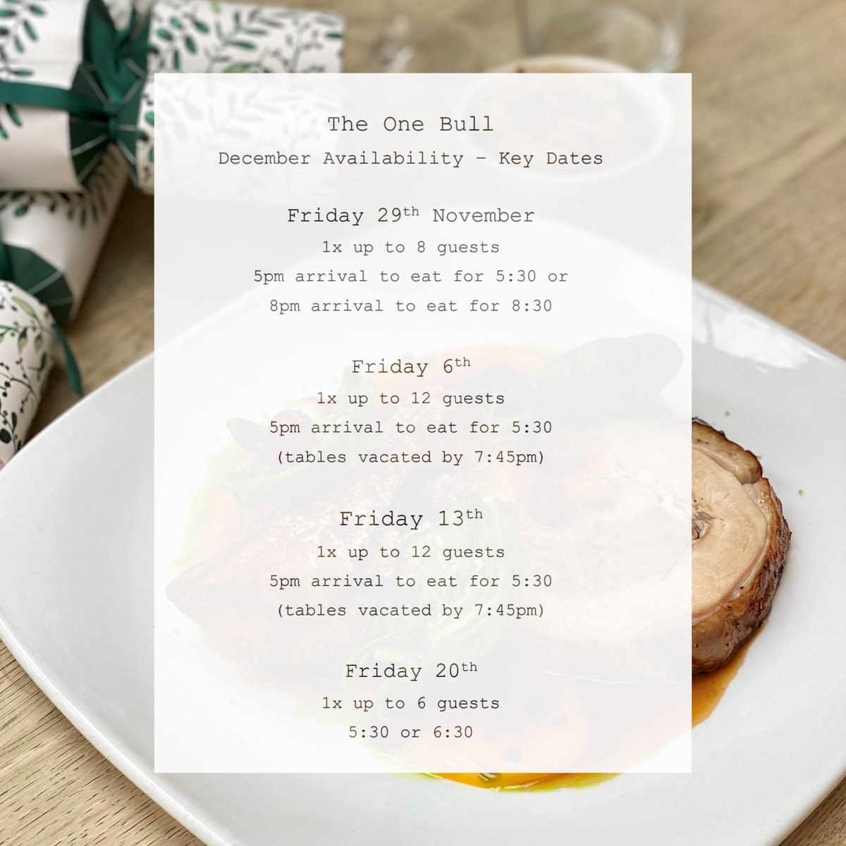 theonebullbury's tweet image. 🎄 Get In Touch 🎄
Still looking for a table in December? We have a very limited amount of space on some popular dates throughout the month.
If you are interested, please give the team a call on 01284 848220