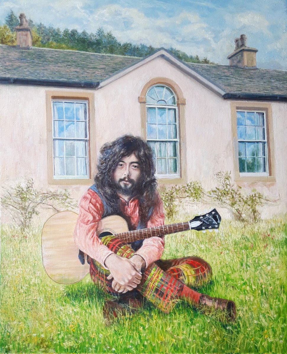 Jimmy Page sits in front of Boleskine House early 1972

Oil on linen 60cm x 45cm 
copyright@gordonmscott2024
