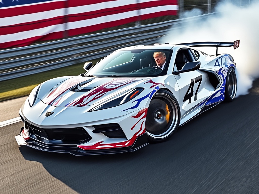 GO TRUMP GO!
TRUMP CAN FIX THAT!

(画像はGrokに『トランプ47代大統領がコルベットに乗ってドリフトしてる絵を書くダス！』とオーダーしたらこんなのが出来ました。細部には目をつむって下さいw)