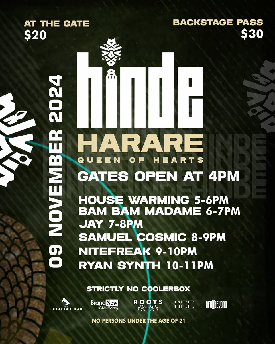Countdown to <a href="/hindesoiree/">#HiNDE</a> Harare. Are you as excited as we are? Baddest AfroHouse Party of the year 🚀🚀🔥

Gates Open at 4pm