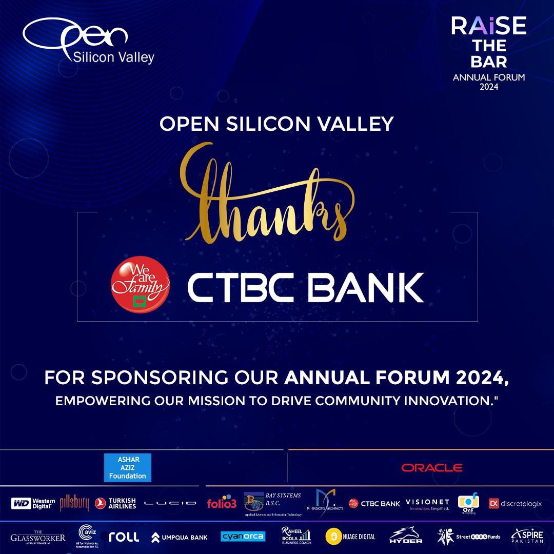 Thank you, CTBC Bank, for sponsoring the Open SV Annual Forum 2024!

📅 Nov 9, 2024
📍 Santa Clara Convention Center
🎟️ Register now: tinyurl.com/OpenSV24
Early pricing ends Nov 6—don’t miss out!

#ThankYouCTBC #OpenSVForum #CTBCBank #Innovation