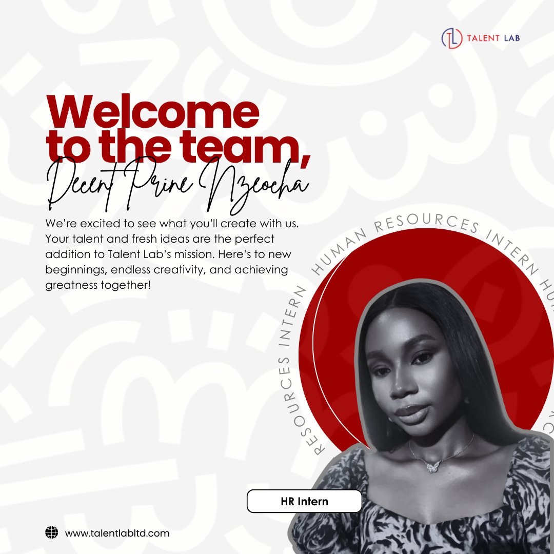 TalentLab_ng's tweet image. Meet Decent Prine Nzeocha – Talent Lab’s New HR Intern!

We’re excited to welcome Decent to the team! With a passion for growth and creating positive workplaces, she’s ready to dive into impactful HR projects. Join us in welcoming her to the #TalentLab family! 👏