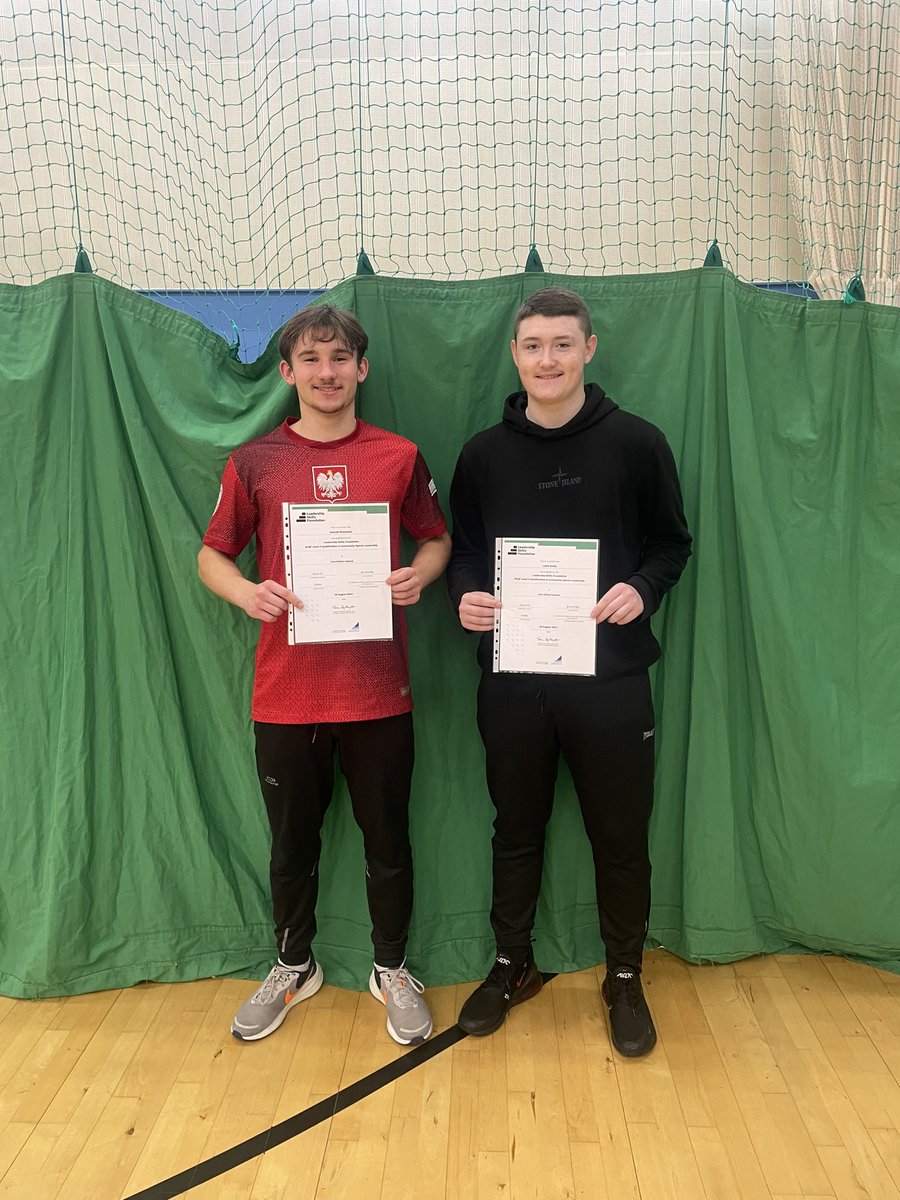 Konrad &amp; Lewis with their Sport Leaders certificates 👏🏼
Both now volunteering to lead extra curricular clubs 🤩
<a href="/ActiveSchCrieff/">ActiveSchoolsCrieff</a>
