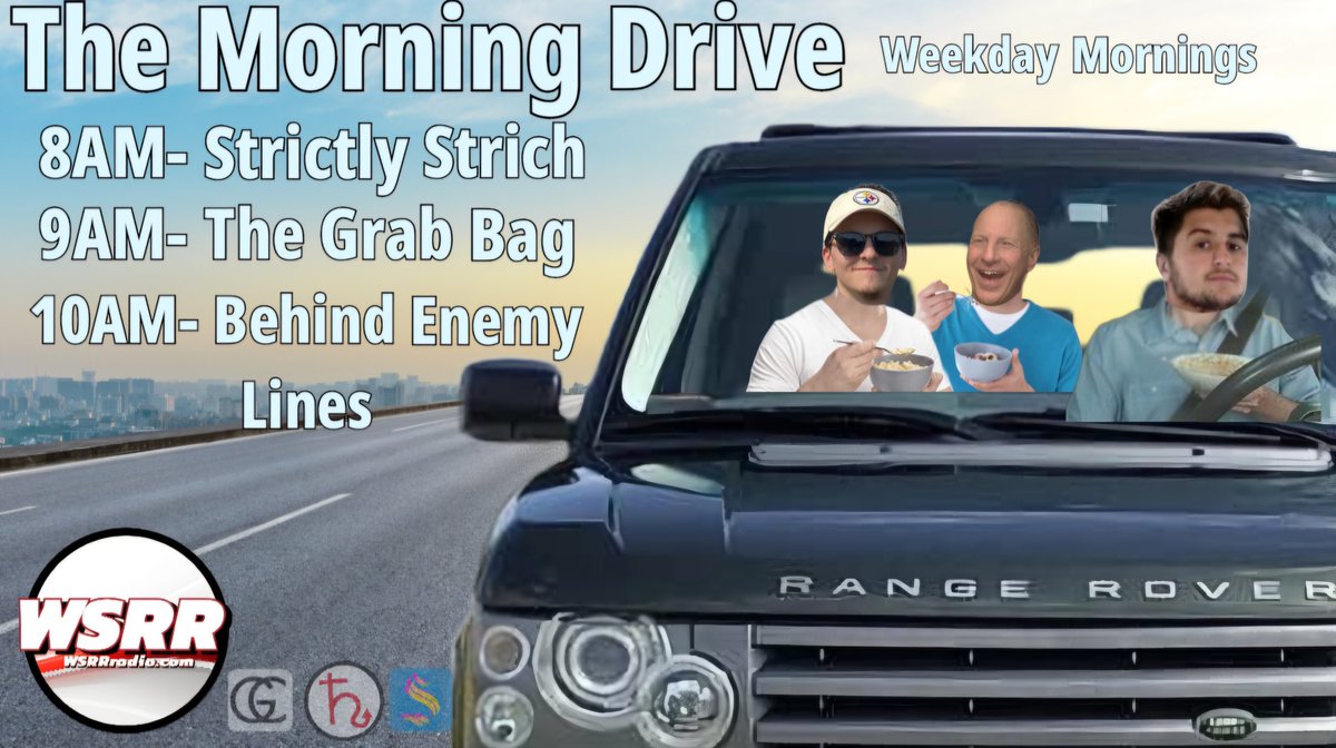 WSRRadio's tweet photo. As Strich is wrapping up, The Grab Bag is on the way followed by Behind Enemy Lines:The Cleveland Sports Show from Pittsburgh 
ONLY on WSRR Radio!
https://t.co/tJWYDdkyXY https://t.co/6qBbkncgqR
