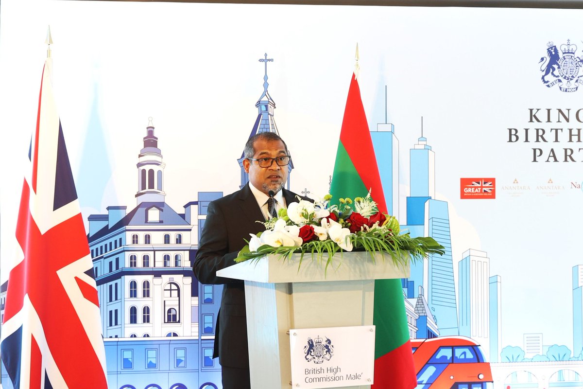abkhaleel's tweet photo. It was a pleasure to participate as the Guest of Honour at the reception hosted by @UKinMaldives to celebrate the National Day of UK, which marks the birthday of His Majesty King Charles III. 

Our nations are bound by mutual respect, history and strong people-to-people connections. We look forward to strengthening this important relationship in the years ahead, especially as we look forward to the 60th anniversary of diplomatic relations next year.