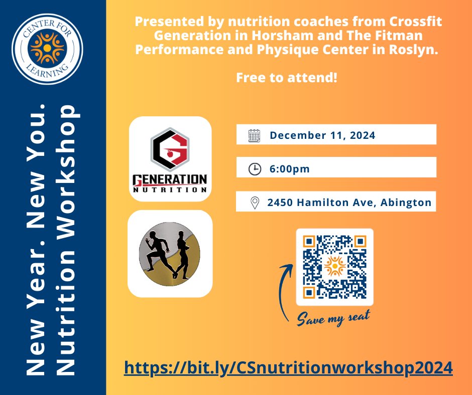 CenterSchoolPA's tweet image. Join us on December 11th for our Center for Learning Nutrition Workshop event.
Coaches from @CrossFitGeneration  and @fitmaneb will provide some hands-on activities surrounding healthy eating, hidden calories, and so much more!

You could also win a Vitamix blender!

#cscl
