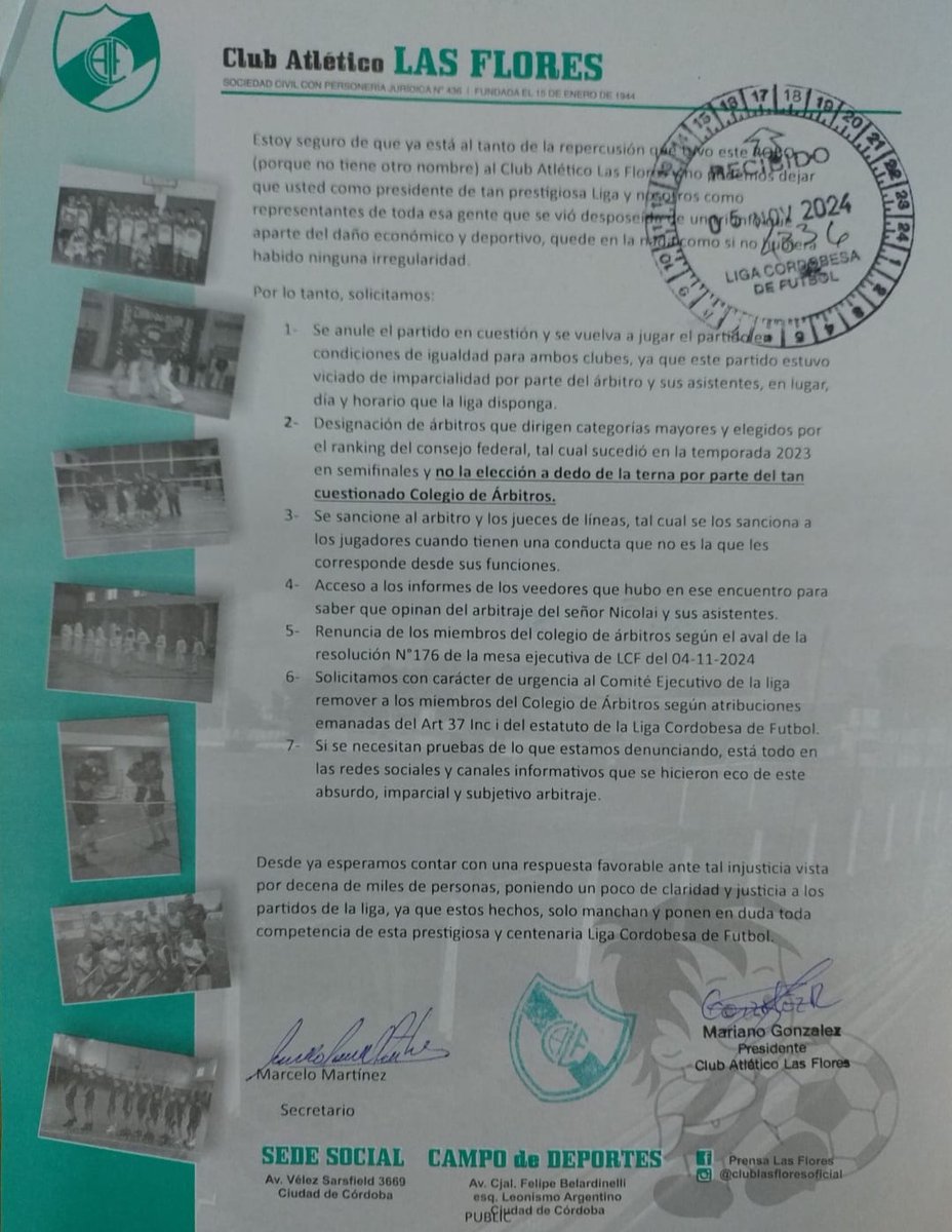 LAS FLORES PIDE ANULAR EL PARTIDO
El Club Las Flores pidió en la Liga Cordobesa que se anule el partido frente a Atl.C.Paz y se vuelva a disputar. 

Info Las Flores. 

#lasflores #semifinales #primerab