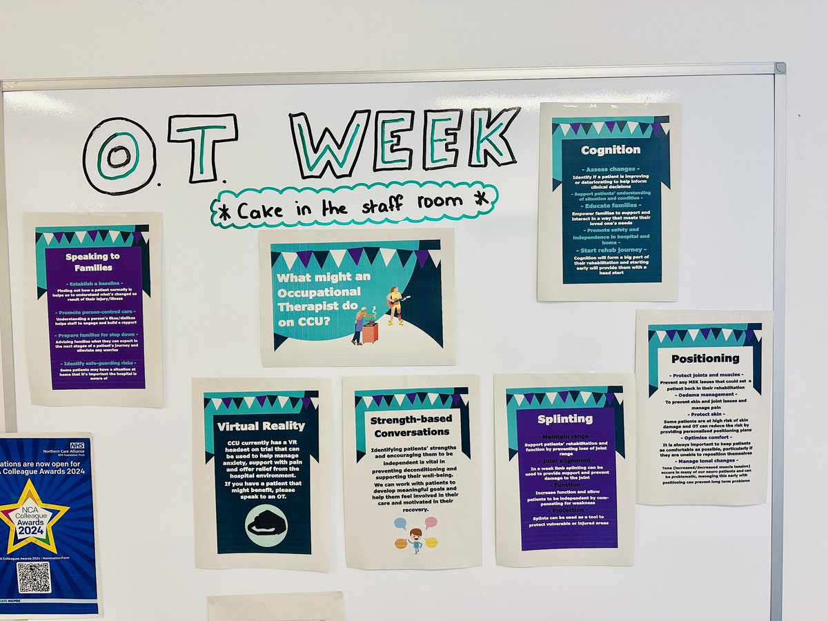 Salford Care Organisation Occupational Therapy (@sco__ot) on Twitter photo Our Critical Care Occupational Therapists are celebrating #OTWeek24! By educating our colleagues about the power of OT & the skills we bring to Critical Care (as well as providing much needed cake!) <a href="/theRCOT/">Royal College of Occupational Therapists</a> <a href="/SalfordRoyalCCU/">Salford Royal Critical Care</a> Our Critical Care Occupational Therapists are celebrating #OTWeek24! By educating our colleagues about the power of OT & the skills we bring to Critical Care (as well as providing much needed cake!) <a href="/theRCOT/">Royal College of Occupational Therapists</a> <a href="/SalfordRoyalCCU/">Salford Royal Critical Care</a>