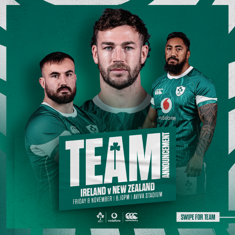 IrishRugby's tweet photo. Our line up for a Friday night showdown in Dublin! ✊

#TeamOfUs