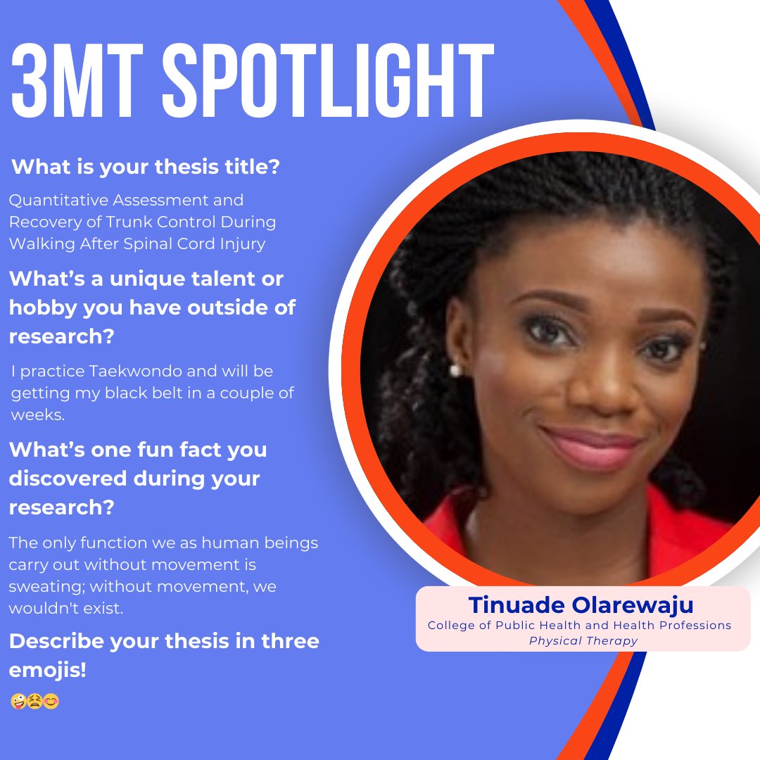 Here’s Tinuade Olarewaju from <a href="/UFPHHP/">UF College of Public Health & Health Professions</a> as she prepares to present her research, Quantitative Assessment and Recovery of Trunk Control During Walking After Spinal Cord Injury.