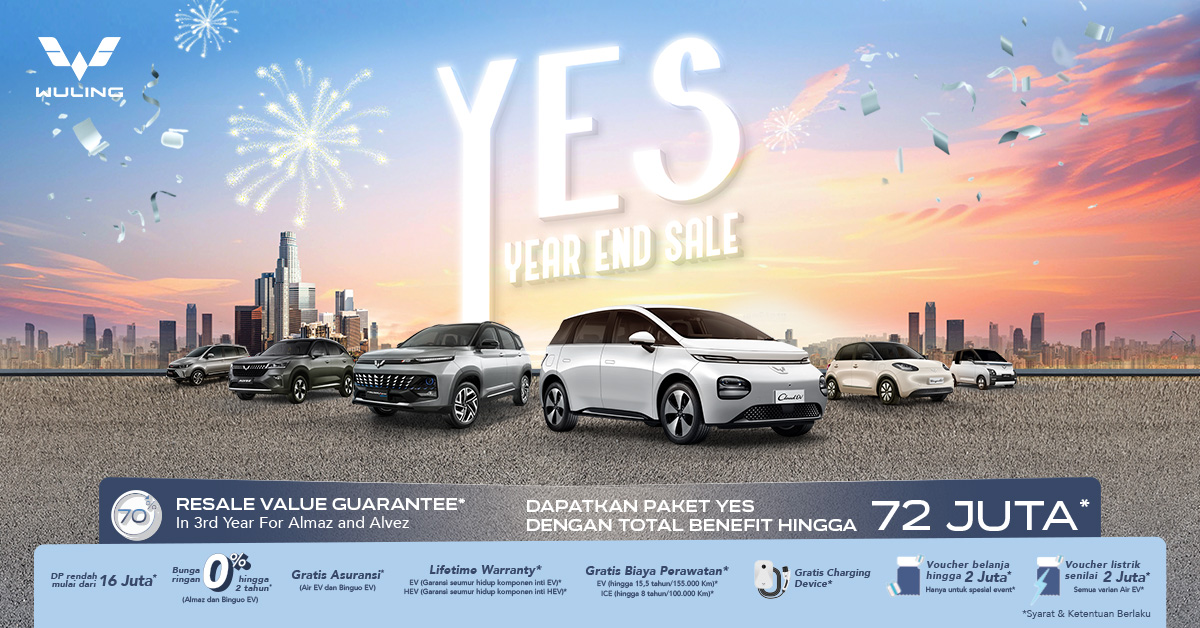 WulingMotorsID's tweet photo. Wuling Menyambut Akhir Tahun Dengan Promo ‘Year End Sale’ dan Pameran di Berbagai Kota
Baca selengkapnya di https://t.co/ly9EGNAEcF
#WulingMotors #DriveForABetterLife #DriveForAGreenLife #WulingYES https://t.co/wrT7LzZv50