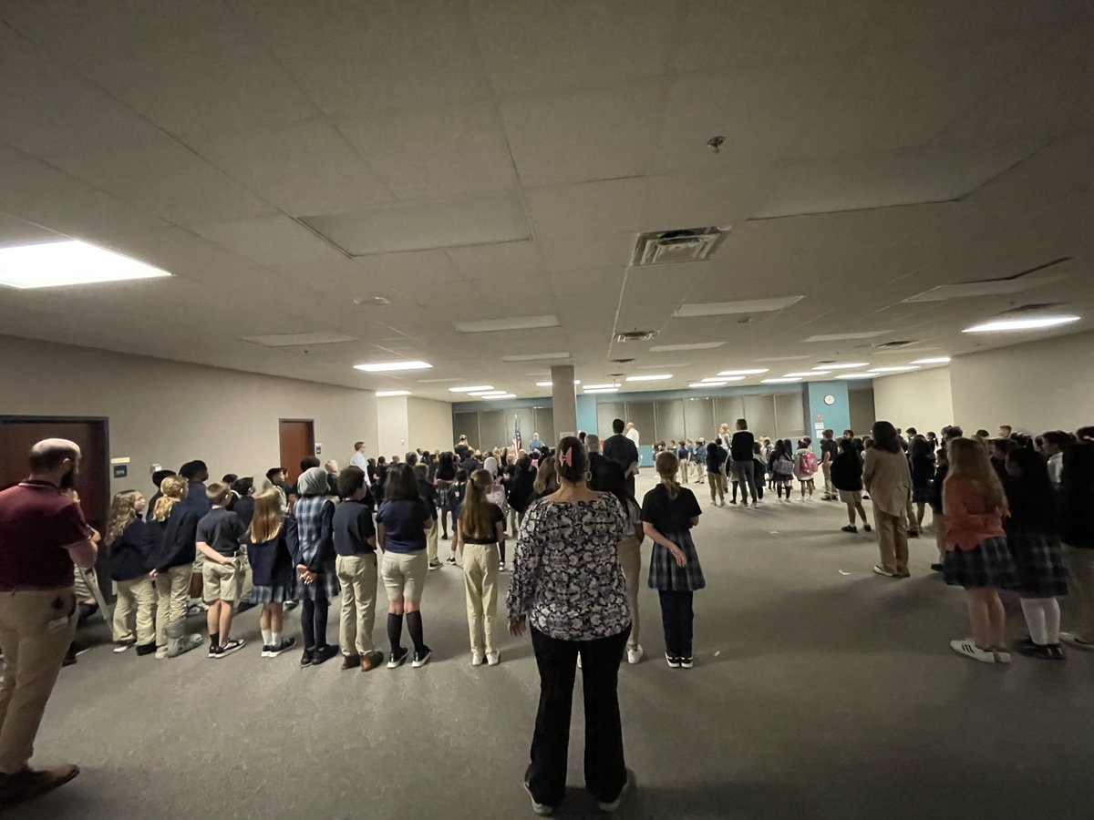 Morning Assembly at American Classical Academy Rutherford. It was great hearing the entire school singing “My Country ‘Tis of Thee” in unison. 😊