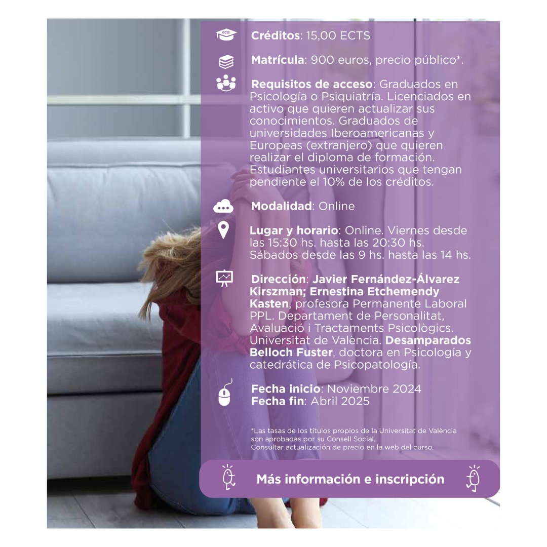 aiglevalencia's tweet photo. Experto Universitario en Habilidades Terapéuticas desde un Modelo Integrativo #Psicoterapia  
Inscripción: https://t.co/451s78i9NX
✅Título oficial @ADEITUV
✅Online 
✅ Práctica clínica desde un Modelo Integrativo de la Fundación Aiglé
✅Supervisión de casos https://t.co/ITw1CG2vbz