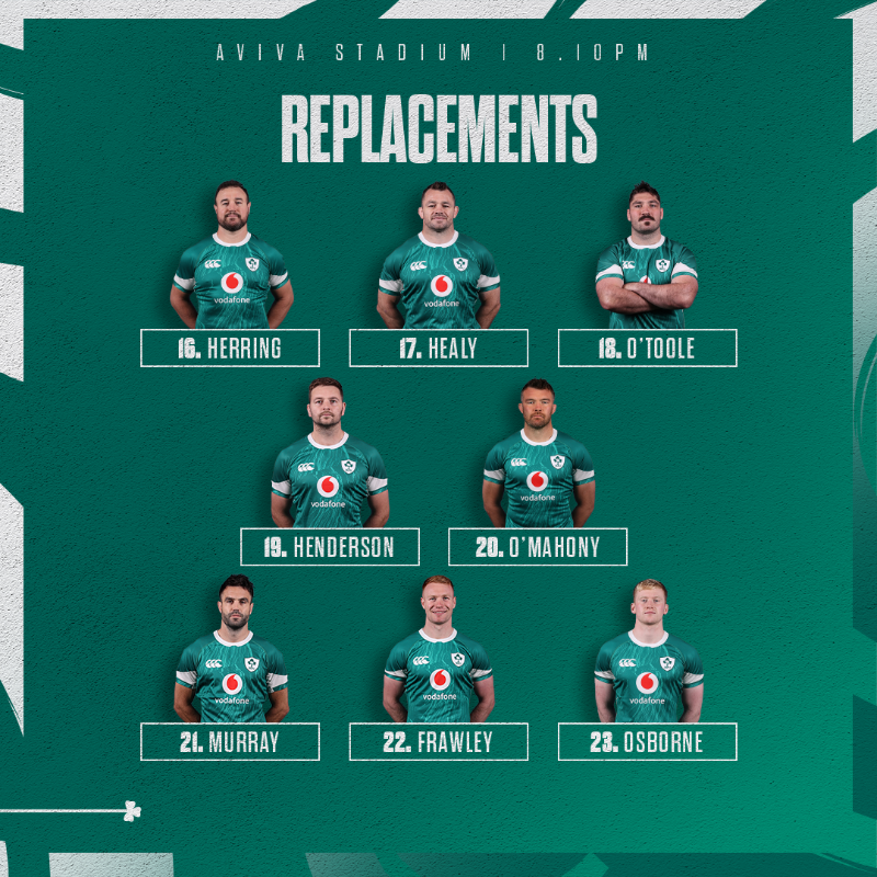 IrishRugby's tweet photo. Our line up for a Friday night showdown in Dublin! ✊

#TeamOfUs