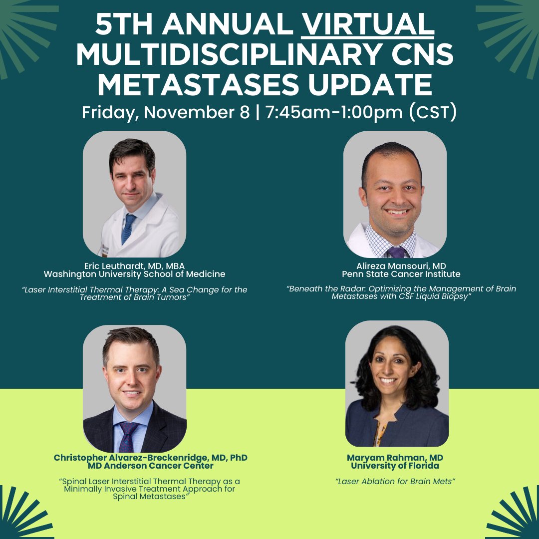 Only 2 days left! 🗓 Don’t miss the 5th Annual Virtual CNS Metastases Update on Friday, Nov 8, 7:45 am–1:00 pm (CST). Join top experts from your home or office—at no cost!🎉Register: go.wisc.edu/27gc9z <a href="/mahua_deyMD/">Mahua Dey</a> <a href="/DrJoeBovi/">DrJoeBovi</a>