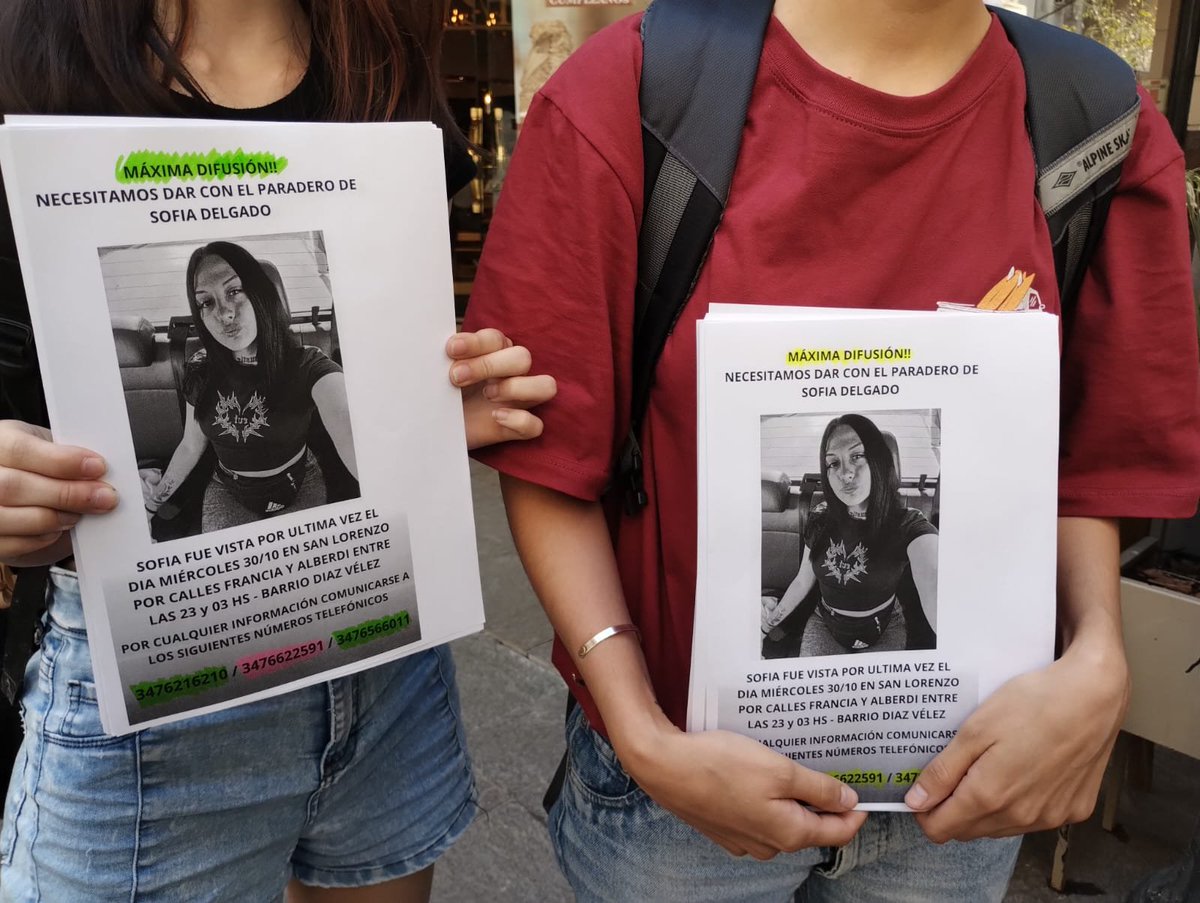 #DeBocaEnBoca |🚗 Móvil <a href="/bianforconi/">Bian</a>

Buscan desde hace una semana a una joven de San Lorenzo que falta de su hogar: se llama Sofía Delgado y tiene 20 años

Amigas y familiares realizan una volanteada en Rosario para divulgar la búsqueda