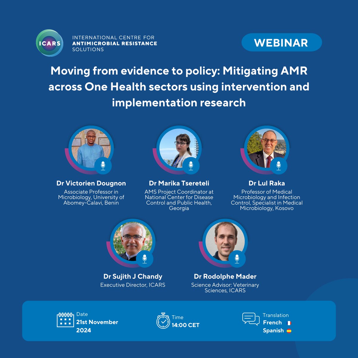 📢 Webinar alert: Moving from Evidence to Policy – Mitigating #AMR Across #OneHealth Sectors

📅 21st Nov 2024 | ⏰ 14:00 CET

Join ICARS this #WAAW to explore how intervention &amp; implementation research can drive policy change in AMR.

🔹 Context-specific evidence 📌
🔹 Bridging