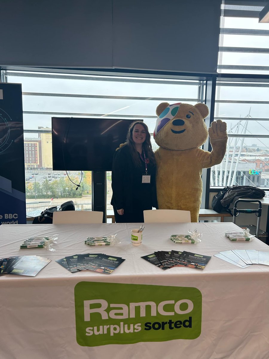 RamcoUK's tweet photo. Our Lily had a brilliant day at the @BBC's Salford Day yesterday!

She spent the afternoon talking to BBC teams about how Ramco helps give surplus assets new life - in turn clearing space, generating a financial return, and promoting reuse.

She even got to meet Pudsey, too! 😊 https://t.co/AIEMACLS9W