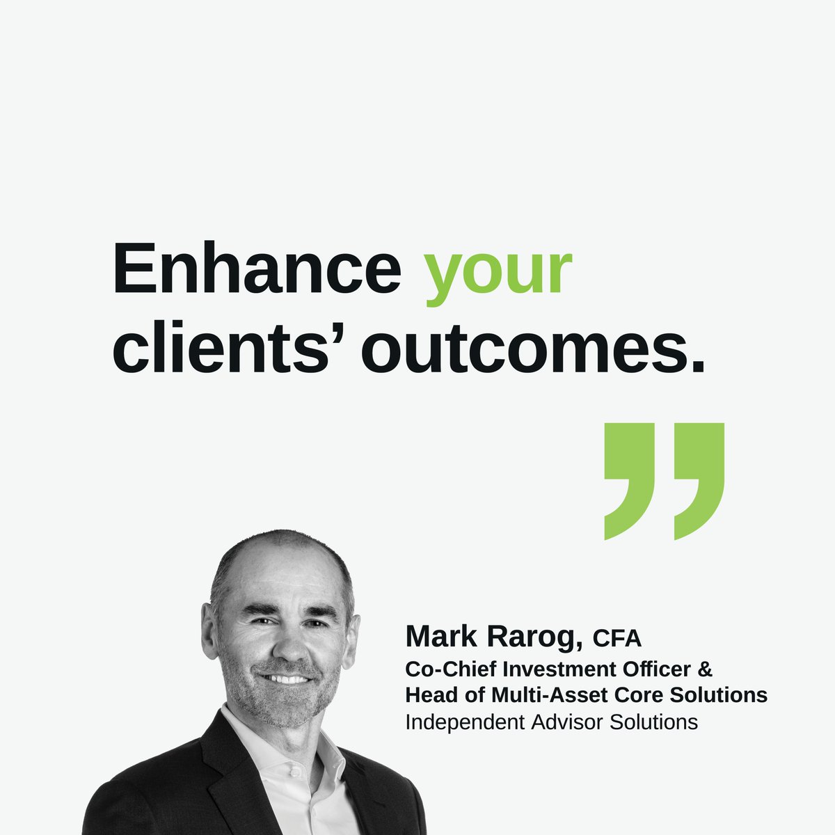 “The creation of Independent Advisor Solutions allows us to deliver unique products and customizable solutions that meet the complex needs of advisors.” says Mark Rarog, Co-Chief Investment Officer &amp; Head of Multi-Asset Core Solutions. Learn more: shorturl.at/SEImN