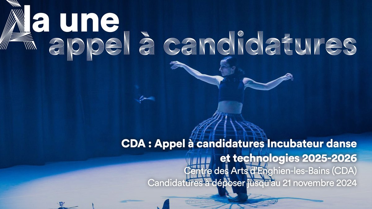 🚨  Appel à candidatures  🚨

Incubateur danse et technologies 2025-2026
📍  <a href="/centredesarts95/">Centre des arts</a> 
🗓  Avant le 21 novembre 2024

Réunion d'information Vendredi 8 novembre à 12h (visio)
S'inscrire 👉  cda95.fr/fr/actualites/…

📷  Guillaume Ison