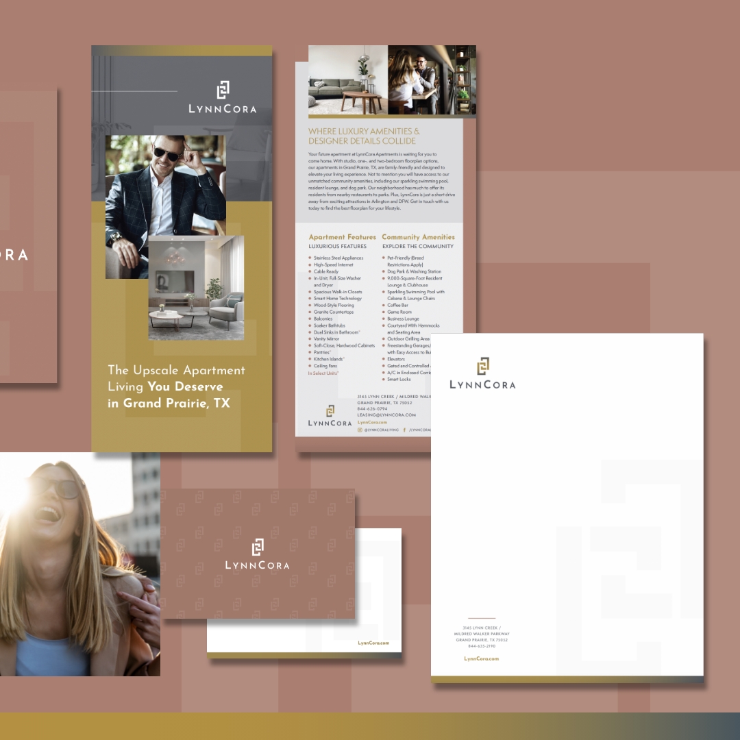 For AG Spanos’ apartment community in Grand Prairie, we nailed the perfect name, crafted a logo with style, and designed marketing materials that really stand out. Helping LynnCora come to life was the perfect branding blueprint — where creativity meets curb appeal.