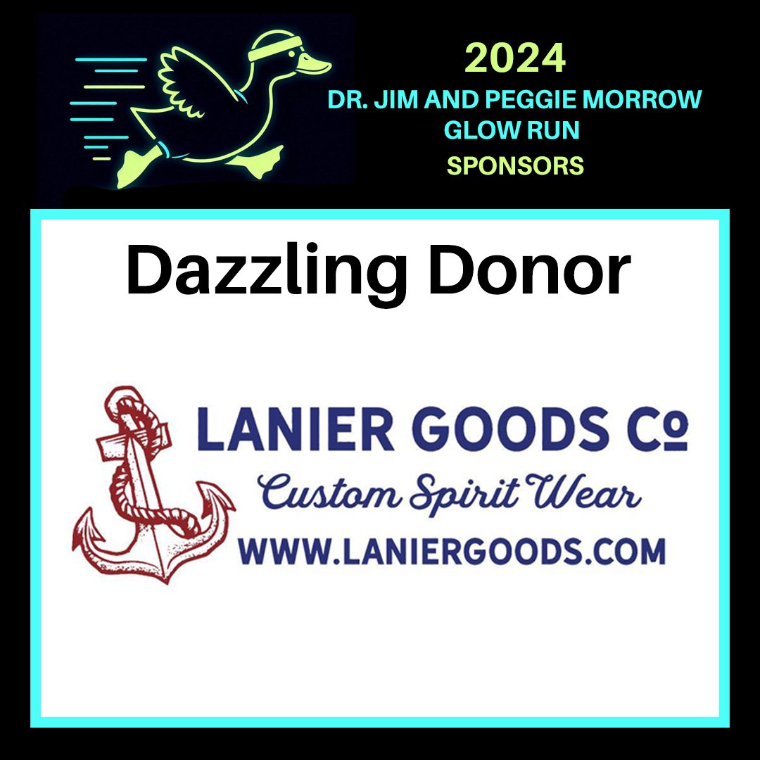 THANK YOU to the DAZZLING DONOR sponsors of the 2024 Dr. Jim and Peggie Morrow Glow Run for Educators, Lanier Goods! Everyone is invited to sign up for this 5K and Fun Run raising funds for FCS staff scholarships at ow.ly/Jop650U1hZ2.