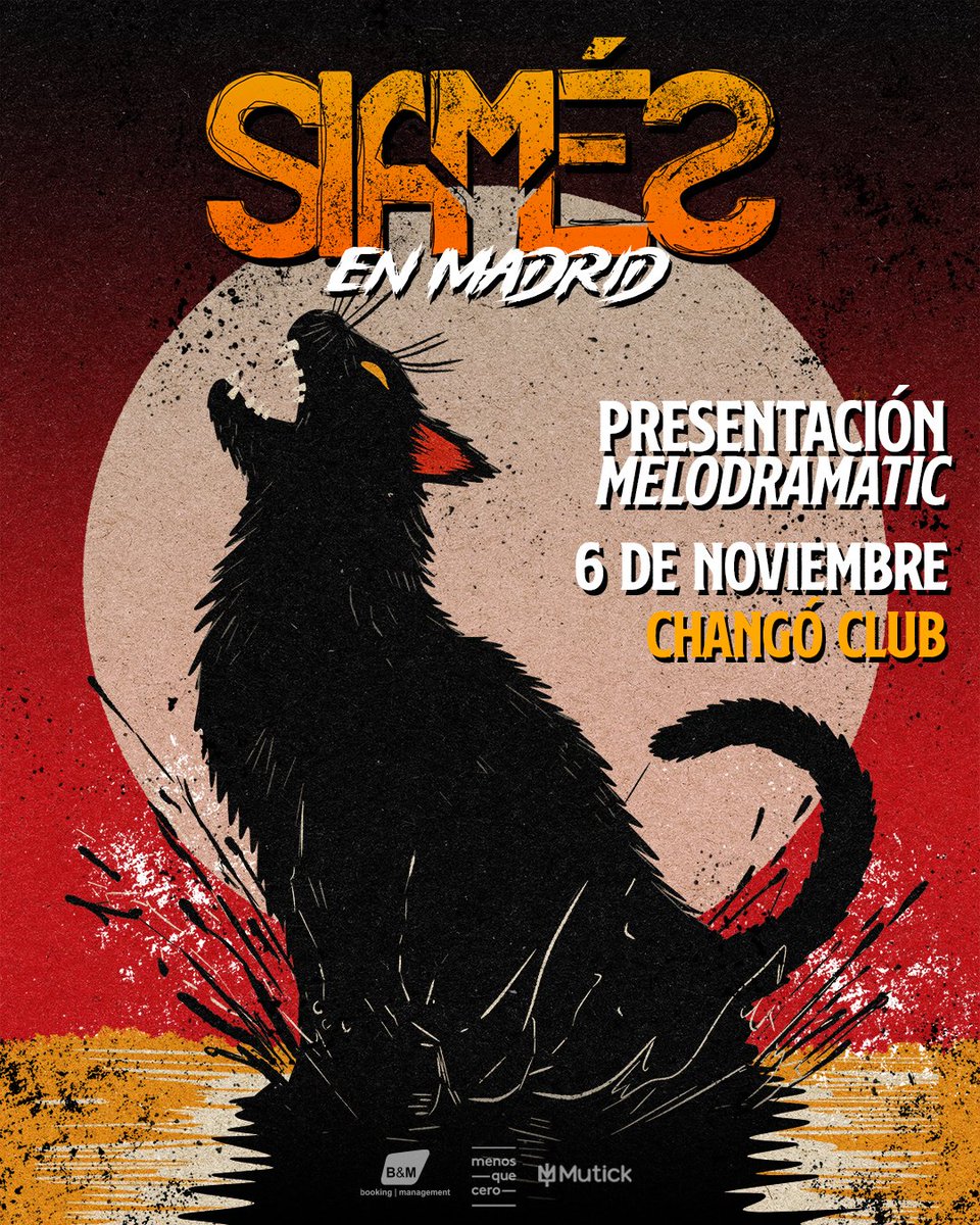 Let's go MADRID! 🇪🇸 

Join us tonight at Changó Club to celebrate and support the release of our new album 𝘔𝘌𝘓𝘖𝘋𝘙𝘈𝘔𝘈𝘛𝘐𝘊 and all the band’s classics as part of the MELODRAMATIC tour 🥳

🎫 Tickets available here 👉 linktr.ee/siames
