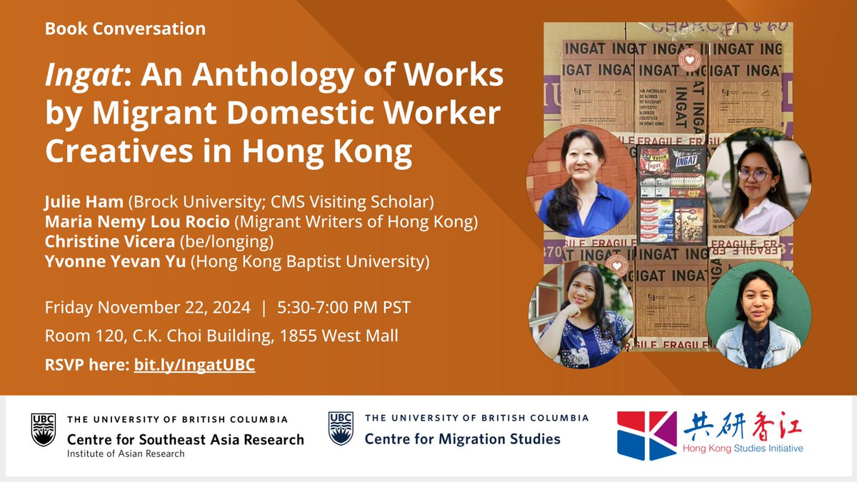 📚SOCI prof Dr. Julie Ham will be participating in a hybrid book talk on Friday November 22nd. Register here: eventbrite.ca/e/ingat-an-ant…