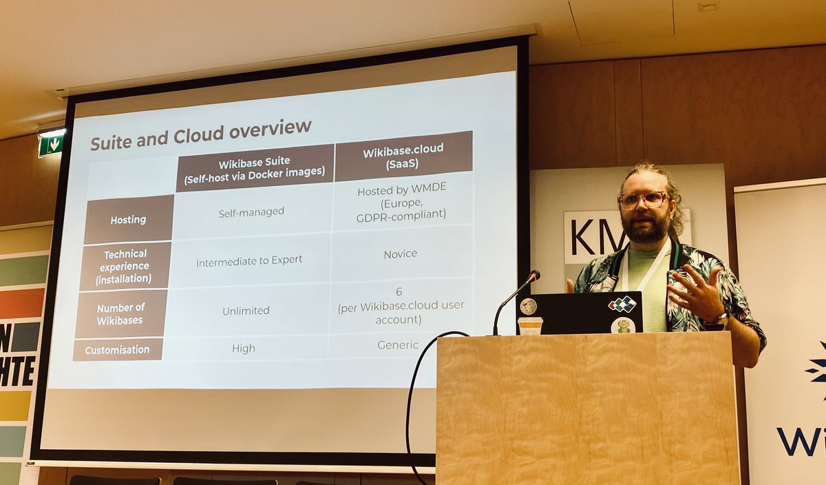 Semantic MediaWiki (@semanticmw) on Twitter photo Christos Varvantakis and Jon Amar from Wikimedia Germany <a href="/wmde/">Wikimedia DE</a> introduce @Wikibase, a system that allows users to create their own linked open knowledge base; available via <a href="/WikibaseHQ/">WikibaseHQ</a> Suite (for self-hosted usage) or <a href="/WikibaseCloud/">Wikibase.Cloud</a>. #SMWCon <a href="/wbstakeholders/">Wikibase Stakeholder Group</a> Christos Varvantakis and Jon Amar from Wikimedia Germany <a href="/wmde/">Wikimedia DE</a> introduce @Wikibase, a system that allows users to create their own linked open knowledge base; available via <a href="/WikibaseHQ/">WikibaseHQ</a> Suite (for self-hosted usage) or <a href="/WikibaseCloud/">Wikibase.Cloud</a>. #SMWCon <a href="/wbstakeholders/">Wikibase Stakeholder Group</a>