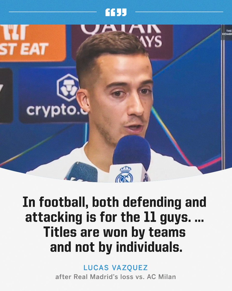 ESPNFC's tweet photo. Lucas Vazquez with a message after Real Madrid's loss to AC Milan. https://t.co/xFfU90YWq1