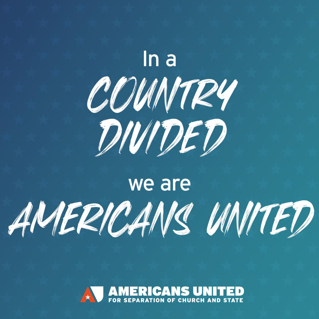 Together, as Americans UNITED, we will defend the separation of church and state and protect our democracy. 

Join us right now and be part of the coming plans. Join us right now act.au.org/next_x?utm_sou…