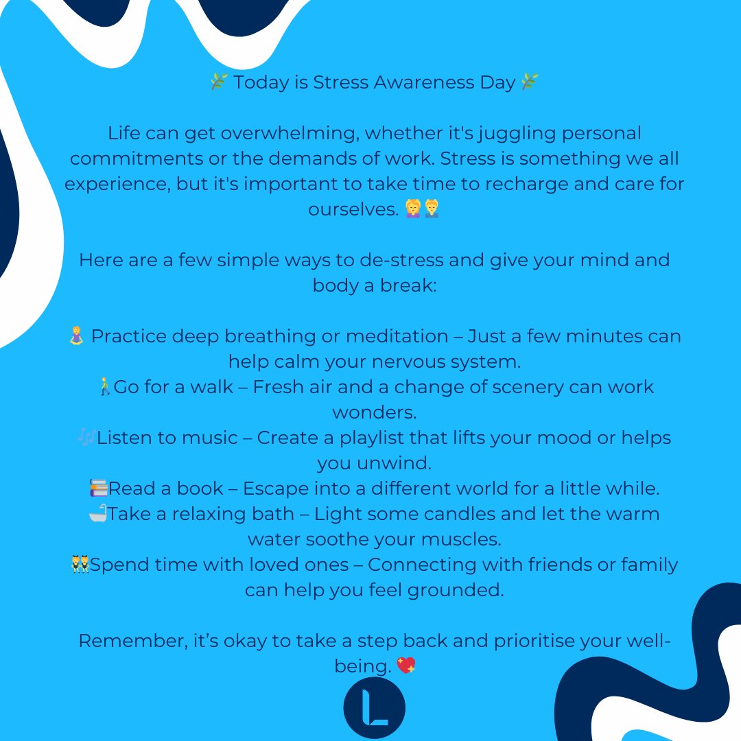 LanguageisE's tweet image. 🌿 Today is Stress Awareness Day 🌿

Remember, it’s okay to take a step back and prioritise your well-being. 💖

 #StressAwarenessDay #SelfCare #DeStress #MentalHealthMatters