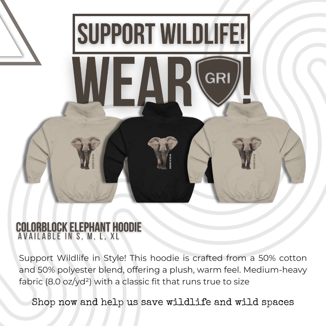 Share the love, share the joy, and wrap your loved ones in a cozy and stylish Colorblock Elephant Hoodie to keep them warm throughout this winter.
Don't wait—grab yourself or your loved ones a memorable gift this Thanksgiving and help save wildlife! 

Order NOW!
#WeAreAllRangers