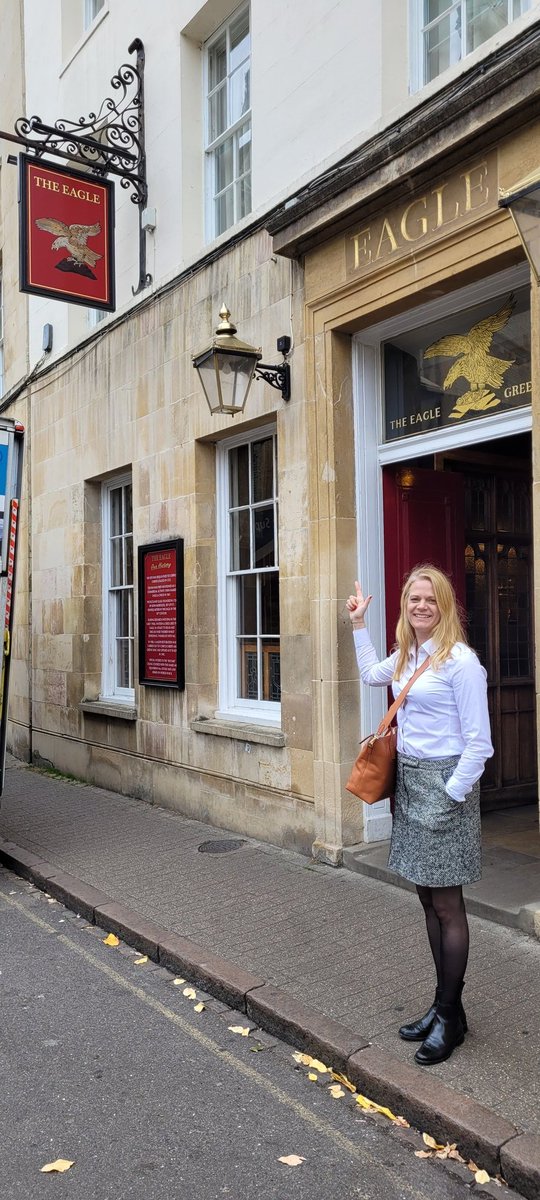 Wow! So cool!

Simply had to visit The Eagle pub while in Cambridge, 🇬🇧. This is where Watson &amp; Crick celebrated in 1959 after having discovered the DNA structure! 

Rosalind Franklin (go girl! 💪) and Maurice Wilkins deserve credit too. 👌

As a researcher, I take a humble bow..