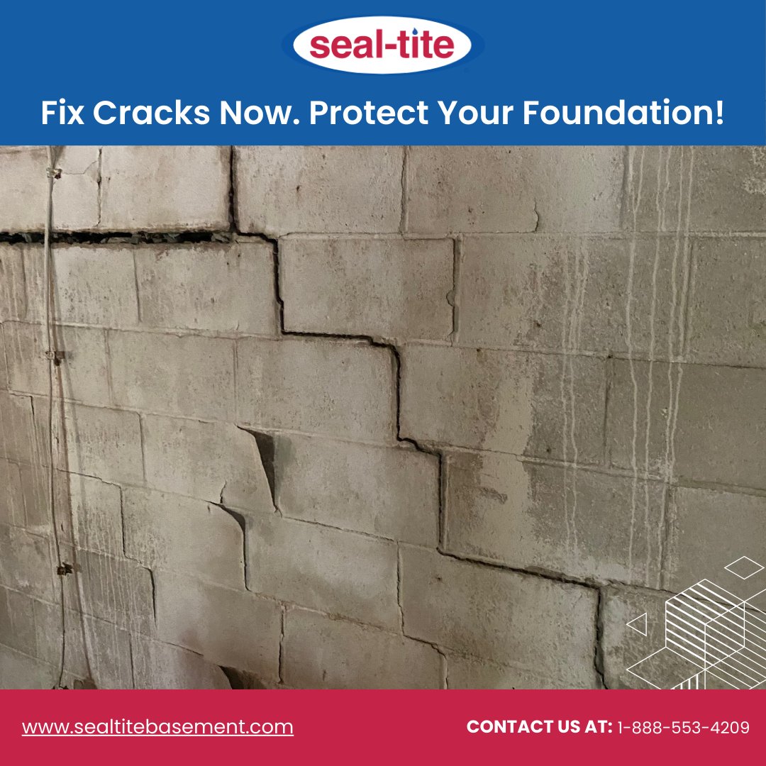 Sealtitebsmt's tweet photo. Don’t let foundation cracks get worse. Small issues can quickly lead to significant damage. Schedule an inspection with Seal-Tite and protect your home! 

Learn more about foundation crack repair: https://t.co/V56PvUvp6o 

 #FoundationRepair #HomeSafety https://t.co/OYtFT1WeRE