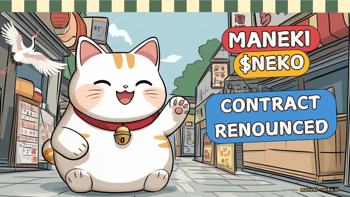 The $NEKO contract is now renounced – adding an extra layer of security for everyone. Trade safe and stay happy!
Thank you for being part of the $NEKO journey. Let’s keep growing together!
Proof: bscscan.com/tx/0x09bb531ef…