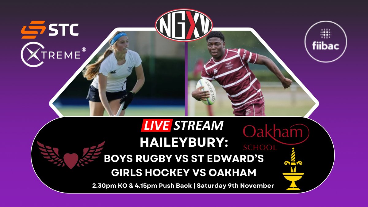 Preview: Hailebury v Teddies Oxford (Boys Rugby) and Oakham (Girls Hockey) | Live Stream Double Header

A big Saturday ahead with <a href="/HbyRugby/">Haileybury Rugby</a> v <a href="/TeddiesSport/">St Edward's Sport</a> and <a href="/HbyHockey/">Haileybury Hockey</a> v <a href="/OakhamHockey/">Oakham Hockey</a> 

Here's our preview and live links:

nextgenxv.com/2024/11/06/pre…

#SchoolsRugby #SchoolsHockey