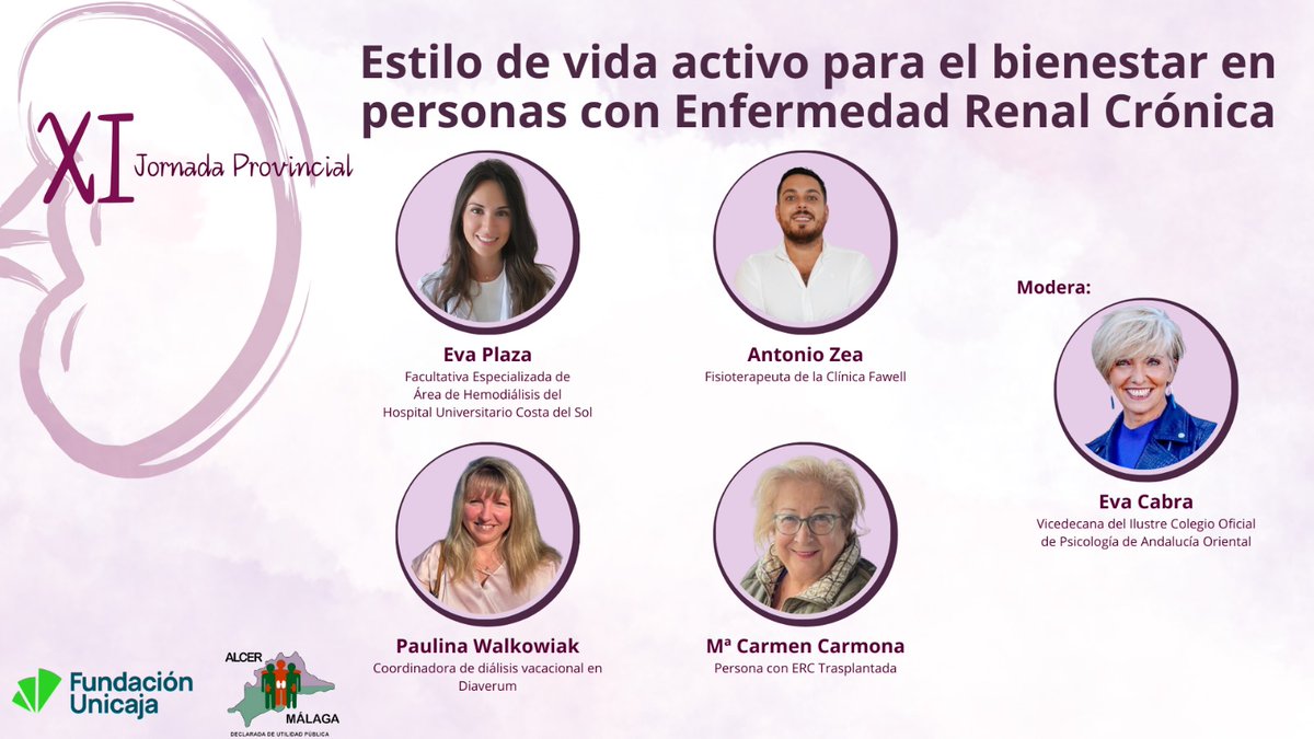 𝐗𝐈 𝐉𝐎𝐑𝐍𝐀𝐃𝐀 𝐏𝐑𝐎𝐕𝐈𝐍𝐂𝐈𝐀𝐋 𝐃𝐄 𝐀𝐋𝐂𝐄𝐑 𝐌𝐀́𝐋𝐀𝐆𝐀
𝟏𝟒 𝐝𝐞 𝐧𝐨𝐯𝐢𝐞𝐦𝐛𝐫𝐞 𝟏𝟔:𝟎𝟎𝐡
Primera mesa "𝐄𝐬𝐭𝐢𝐥𝐨 𝐝𝐞 𝐯𝐢𝐝𝐚 𝐚𝐜𝐭𝐢𝐯𝐨 𝐩𝐚𝐫𝐚 𝐞𝐥 𝐛𝐢𝐞𝐧𝐞𝐬𝐭𝐚𝐫 𝐞𝐧 𝐩𝐞𝐫𝐬𝐨𝐧𝐚𝐬 𝐜𝐨𝐧 𝐄𝐧𝐟𝐞𝐫𝐦𝐞𝐝𝐚𝐝 𝐑𝐞𝐧𝐚𝐥 𝐂𝐫𝐨́𝐧𝐢𝐜𝐚"