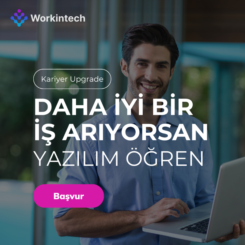 Workintech2023's tweet photo. Çalışırken işini bırakmadan 10 ayda yazılım öğren, kariyer desteğimiz ile yazılımcı ol!