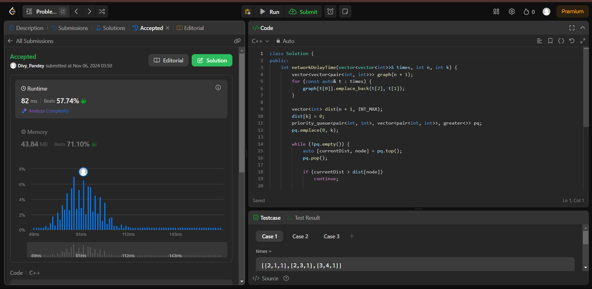 Divy_pandey_dev's tweet image. 06-11-2024-&amp;gt;Day 16/n days of Code.
Tasks completed today-
1. Solved 3 problems based on Dijkstra&apos;s algorithm from @striver_79 DSA sheet.