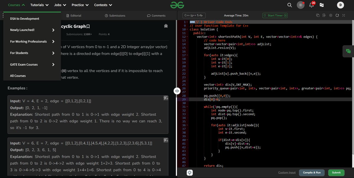 Divy_pandey_dev's tweet image. 06-11-2024-&amp;gt;Day 16/n days of Code.
Tasks completed today-
1. Solved 3 problems based on Dijkstra&apos;s algorithm from @striver_79 DSA sheet.