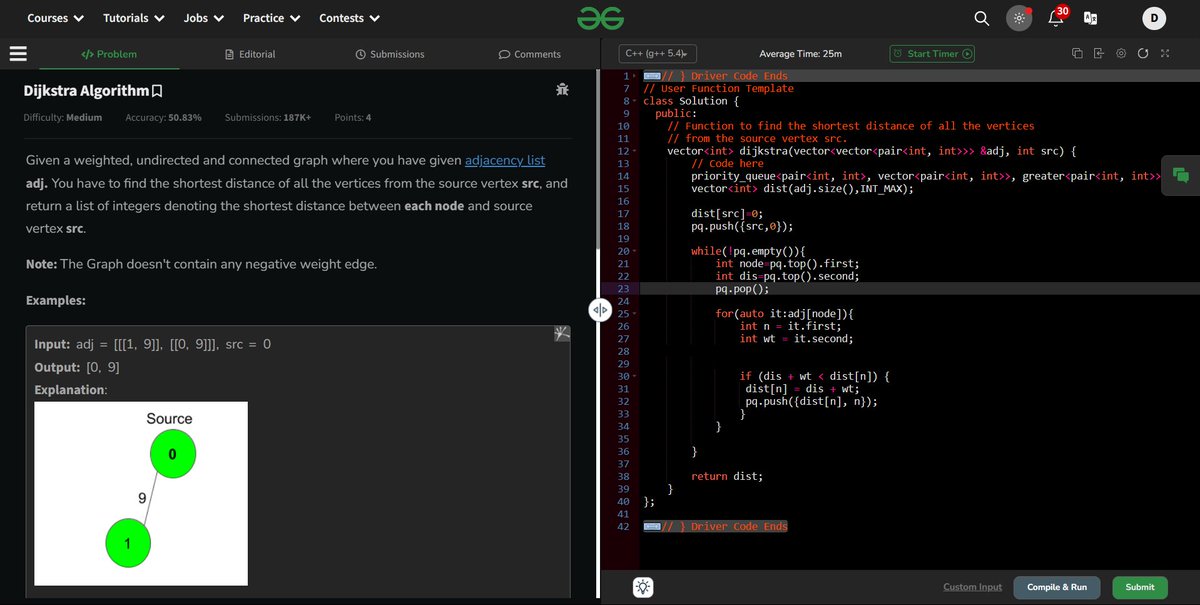 Divy_pandey_dev's tweet image. 06-11-2024-&amp;gt;Day 16/n days of Code.
Tasks completed today-
1. Solved 3 problems based on Dijkstra&apos;s algorithm from @striver_79 DSA sheet.